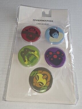 NIP Overwatch 5-Pack Button Set - Multi Color Character Pins